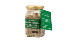 Artisan Palate All Natural Italian Herbs & Aged Balsamic Himalayan Pink Salt  Glass Jar  150 grams